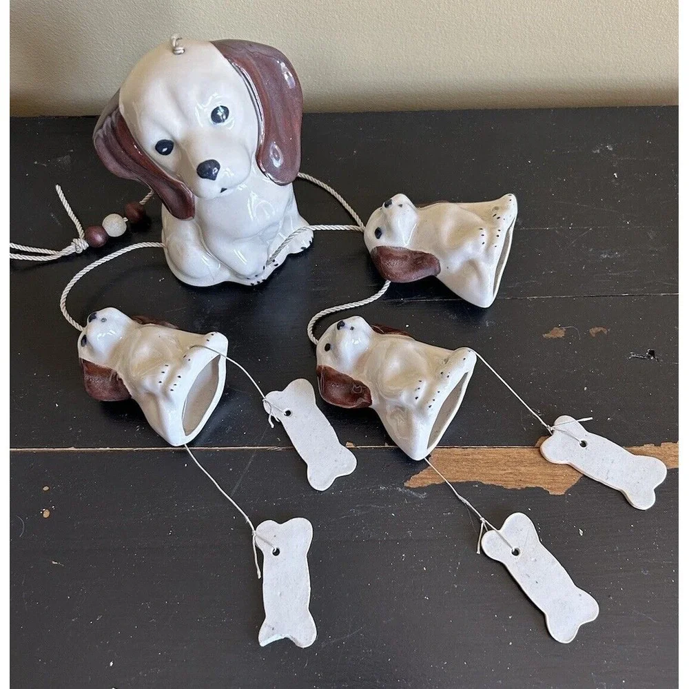 Wind chime ‎ Ceramic Dog / PUPPY  & bones